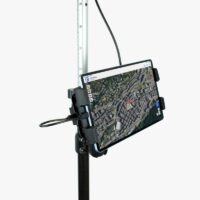 Robusto supporto per tablet progettato per l'uso con aste da geometra,