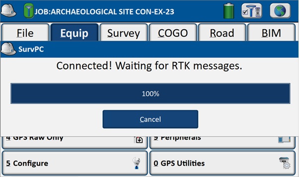 Configurazione manuale e mappatura con un kit RTK economico in Carlson SurvPC - in attesa dei messaggi RTK